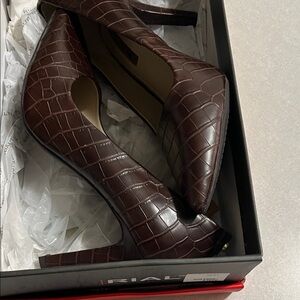 Rialto Dark Brown Croc-Embossed Heels